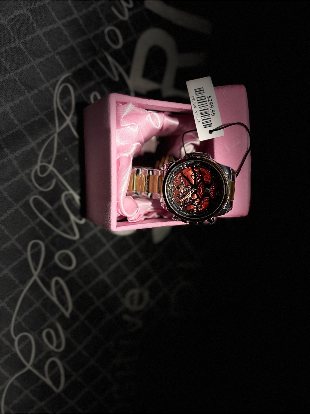 Men's Mechanical Skeleton Watch - Red Dial